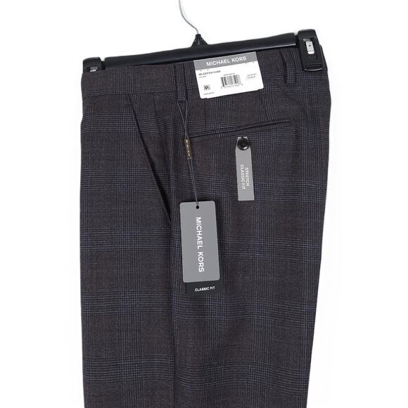 Michael Kors Men's Classic-Fit Stretch Wool Suit Pant Brown Blue Plaid 42x30 NWT - Picture 1 of 6